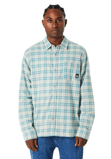 HUF Modal Plaid Hemd-Langarm putty – Vorderansicht