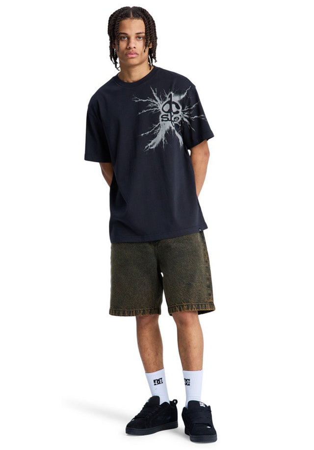 Baggy Denim Short goldenolive Vorderansicht
