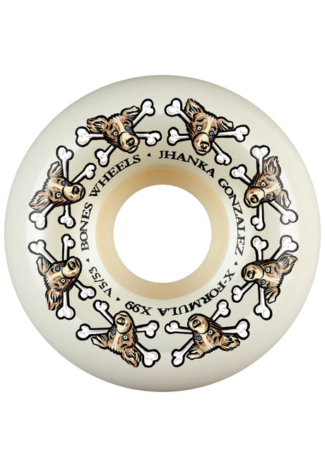 Bones Wheels X-Formula 99A Jhanka Vato Dog V5 Sidecut Rolle offwhite – Vorderansicht