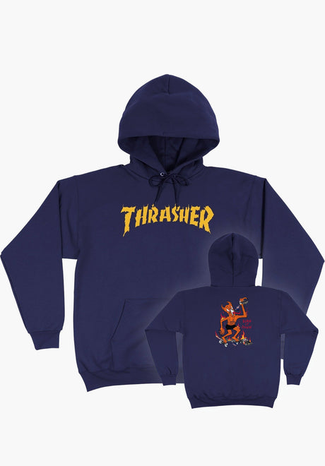 Thrasher Burn It Down Hoodie navy – Vorderansicht