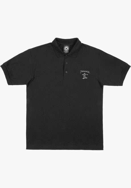 Thrasher Little Gonz Embroidered Polo-Shirt black – Vorderansicht