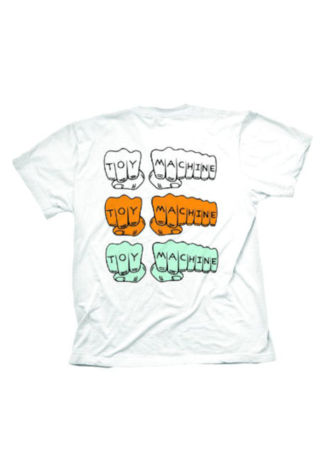Toy-Machine Triple Fist Embroidered T-Shirt white – Vorderansicht